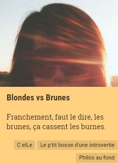 Blondes vs brunes - Le p'tit boxon d'une introvertie